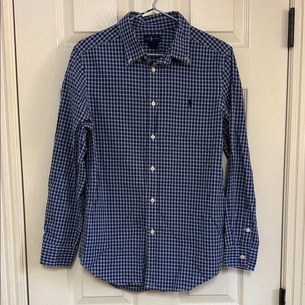 Ralph Lauren Navy Checkered Button Down Shirt
